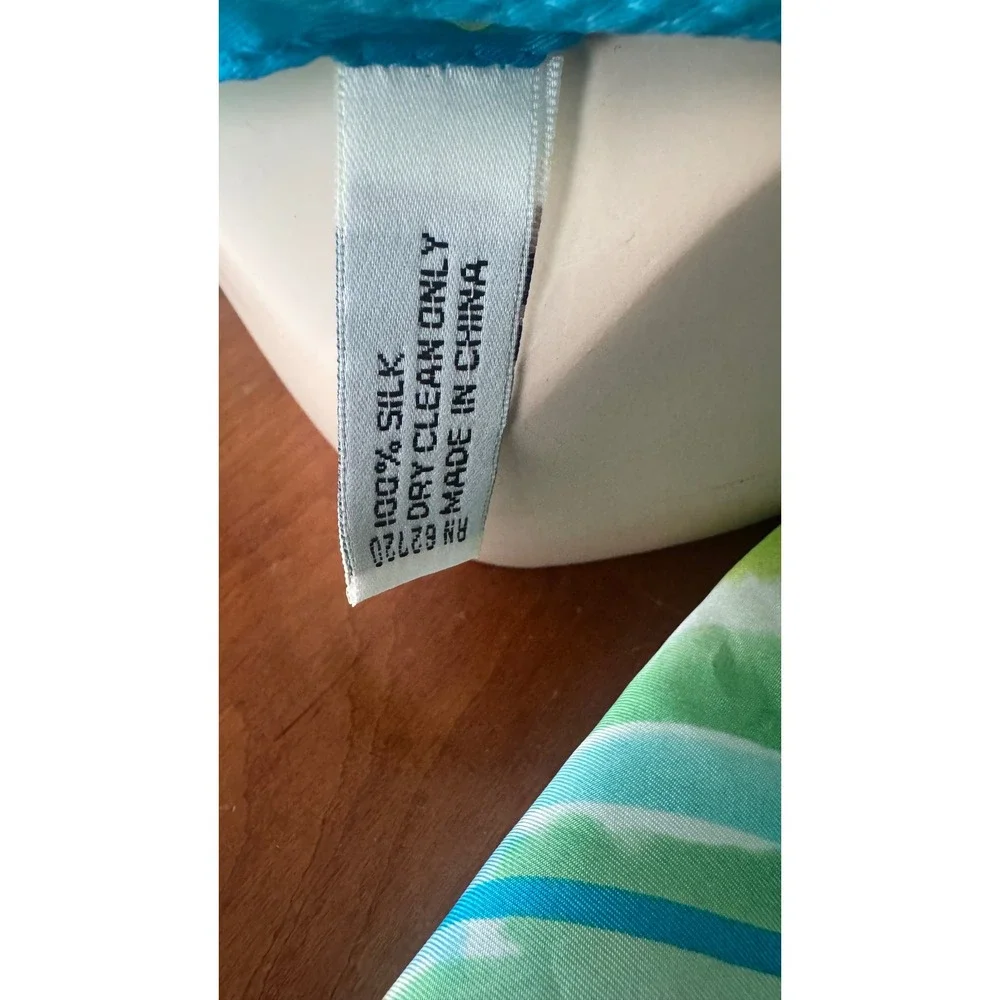 Oscar by Oscar de la Renta Vtg Silk 80's Scarf Blue Green‎ Watercolor Square 21